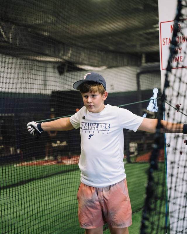 Young athlete in his throwing motion